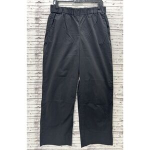 EVERLANE Wide Leg Cropped Pull-On Easy Pants Womens Size 12 Black Stretch Pocket